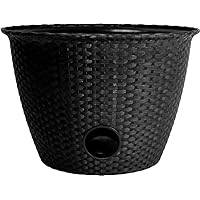 The HC Companies Woven Garden Hose Pot - Durable Lightweight Plastic Decorative Hose Pot for Yard, 100-Foot Capacity Hose Storage, Black