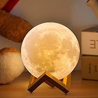 Moon Lamp 2024 Upgrade 128 Colors with Timing- 3D Printing Moon Night Light for Kids Adults- Valentines Day Gifts for Kids/Her/Women- Wooden Stand & Remote/Touch Control