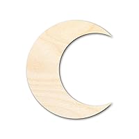 Unfinished Wood Crescent Moon Shape | DIY Celestial Night Sky Craft Cutout | Up to 36