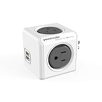 USB Wall Plug, PowerCube Original, 4 Outlets and 2 USB Ports, Cell Phone Charger, Power Adapter, Surge Protection, Compact for Travel, Home and Office, Space Saving, ETL Certified