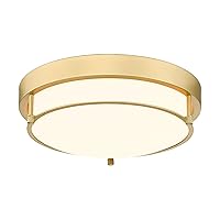Flush Mount Light Fixture, 12 inch 2-Light Modern Ceiling Light with Brass Gold Finish for Hallway Kitchen Laundry Bedroom, 4822-BB