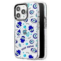 Case Compatible with iPhone 15 Pro Max Personalized with your Name Turkish Eye Mano Fátima Hamsa, Protector Compatible with iPhone 15 Pro Max Customizable, Case Customized Turkish Eye White Border