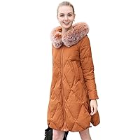 Womens Luxurious Faux Fur Collar Hood Winter Down Coat Jacket Parka