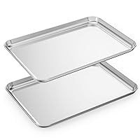 Baking Sheets Set of 2, HKJ Chef Cookie Sheets 2 Pieces & Stainless Steel Baking Pans & Toaster Oven Tray Pans, Rectangle Size 18 x 13 x 1 inch, Non Toxic & Healthy & Easy to Clean