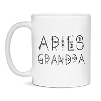 Jaynom Aries Coffee Mug for Grandpa | Zodiac Birthday Ceramic Tea Cup, 11-Ounce White