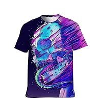 Mens Cool-Funny T-Shirt Graphic-Tees Novelty-Vintage Short-Sleeve Color Skull Hip Hop: Youth Boyfriend Unique Birthday Gifts