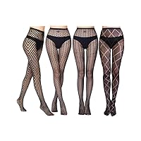 VERO MONTE Women Patterned Fishnet Tights Black Fishnets Net Stockings Pantyhose