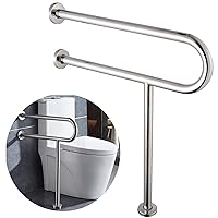 Toilet Handicap Grab Bars, Wall to Floor Handicap Grab Rails Heavy Duty Safety Rails 23.6 Inch Stainless Steel Bathroom Shower Safety Bars Provide Safety Assit Grab for Pregnant Woman Seniors Disabled