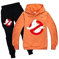 Little/Big Kids Ghostbusters Long Sleeve Sweatshirt with Hood,Casual Hoody and Sweatpant Set,2Pcs Pullover Outfit