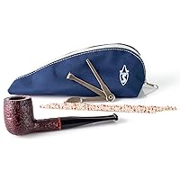 Savinelli One Kit - Wood Tobacco Pipe Set: Tobacco Pipe Tools, Zipper Pouch, Briar Pipe, Pipe Cleaners, Czech Pipe Tool, Straight Billiard Rustic Briar Pipe, Made in Italy, Rusticated Finish, 106