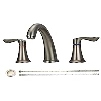 Bathroom Sink Faucet, Widespread Bathroom Faucet for Sink 3 Hole - 2-Handles Faucet with Pop Up Drain Assembly and 2 Water Supply Lines Faucets for Bath Vanity (Gun Grey)