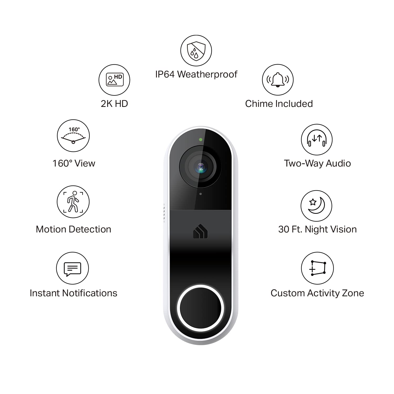 Kasa Smart Video Doorbell Camera Hardwired w/ Chime, 2K Resolution, Always-on Power, Night Vision, 2-Way Audio, Real-Time Notification, Cloud & SD Card Storage, Works w/ Alexa & Google Home (KD110)