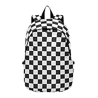 Black and White Checkerboard Plaid Laptop Backpack Travel Hiking Camping Work Computer Back Packs Book Bags for Women Men