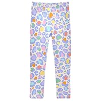 Watercolor Cheetah Print Girl's Leggings Soft Ankle Length Active Stretch Pants Bottoms 4-10 Years
