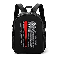 American Flag Baseball Bat Unisex Laptop Backpack Lightweight Shoulder Bag Travel Daypack