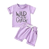 Toddler Baby Girl Clothes Infant Summer Set Cute Flower Print Outfit Short Sleeve T-Shirt Top Elastic Short Suit