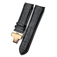 ANKANG 22mm 23mm 24mm Curved End Watchband fit for T035617 Cowhide Watch Strap Clasp Bracelets Men (Color : Black Black Rose, Size : 24mm)