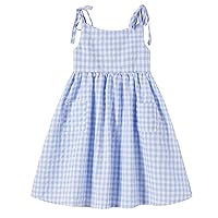 Rysly Girls Cotton-Linen Sleeveless Dress with Shoulder Straps and Pockets Toddler Girls Sundress