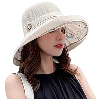 Women's Mesh Sun Hats Wide Brim Summer Beach Bucket Caps for Girls Outdoor UV Protection Foldable Fishing Hat Chin Strap