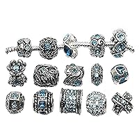 10 Assorted March Birthday Birthstone Birthstone Charms for European Snake Chain Style Spacer Bead Stopper