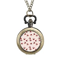 Santa Claus Pocket Watch with Chain Vintage Pocket Watches Pendant Necklace Birthday Xmas