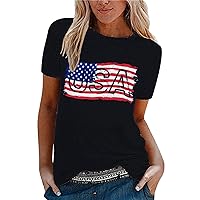 Spring Top for Women Women's Independence Day Printed Short Sleeve T Shirt Sleeve T