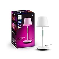 Go Smart Portable Table Lamp [Downlight - White] White & Colour Ambiance LED with Bluetooth. For Home Indoor Lighting, Bedroom, Livingroom, Diningroom, Office. Works with Alexa