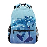 ALAZA Dolphins The Water Blue Painting Large Backpack Personalized Laptop iPad Tablet Travel School Bag with Multiple Pockets