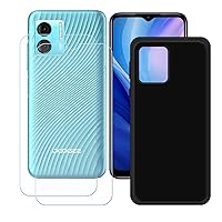 Case for Doogee N50S + 2 Pcs Tempered Glass Screen Protector Protective Film,2 Pack Slim Black Soft Gel TPU Silicone Protection Phone Case Cover for Doogee N50S (6.52