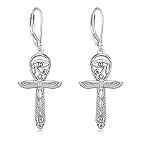 YFN Cross Earrings Sterling Silver Dangle Drop Leverback Cross Earrings Religion Jewellery Christians Gifts for Women Men