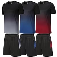 BOOMCOOL Gym Clothes for Men Workout Shirts Sets Outfits 3 Pack for Running Football Athletic Exercise Fit for Out T Sports