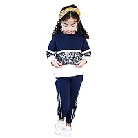 Girls Activewear Sportsuit Lace Pullover Shirt and Pants Set