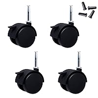 Furniture Swivel Castor,2inch Caster Wheel with Brakes,Nylon Swivel Trolley Furniture Caster,Moving Caster Wheels for Sofa,Table,Chairs,Baby Bed,Metal Stem M8x40mm,with Socket,Load Capacity 75Kg,Set o