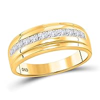 The Diamond Deal 10kt Yellow Gold Mens Princess Diamond Wedding Band Ring 1 Cttw