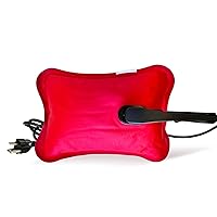 Hot Water Bottle Electric with Cover, Heating Pad, Warm Compress Bag for Menstrual/Period Cramps, Neck, Back, Shoulder Pain & More, Hot Pack, Reusable & Rechargeable Stomach Warmer- Red