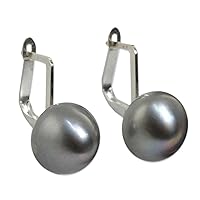 NOVICA Handcrafted .925 Sterling Silver Cultured Freshwater Pearl Drop Earrings Gray from Thai Artisan Dyed White Thailand Birthstone Moon [0.7 in L x 0.5 in W] 'Shadowy Moon'