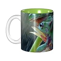 Umbrella Frog Print Ceramic Coffee Mugs Tea Cup 11.5 Oz Handmade Cup Camper Mug For Men Women