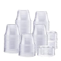 Comfy Package [200 Sets - 4 oz.] Plastic Disposable Portion Cups with Lids, Souffle Cups, Jello Cups