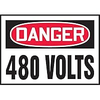 Accuform Signs, Label,Danger 480 Volts,Adhesive Vinyl,5/Pk, 3.5x5 Red/Black on White