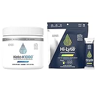 Hi-Lyte Keto K1000 Electrolyte Powder | Hydration Supplement Drink Mix | Raw Mineral Flavor, No Stevia | 50 Servings | Plus Pro Hydration Packets, 16 Individual Drink Packets | Lemon Lime