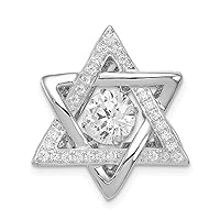 925 Sterling Silver Polished Dancing CZ Cubic Zirconia Simulated Diamond Religious Judaica Star of David Pendant Necklace Measures 21.18mm long Jewelry for Women