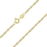 Planetys - 18K Gold Plated 925 Sterling Silver Singapore Chain Necklace 2 mm Width Lengths: 16, 18, 20, 22, 24, 26, 28
