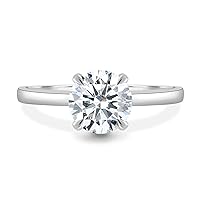 Kiara Gems 1.80 Carat Round Moissanite Engagement Ring Wedding Eternity Band Vintage Solitaire Halo Setting Silver Jewelry Anniversary Promise Rings, Gift for Her