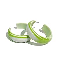Lime Green Hoop Earrings | vintage lucite marbled agate simple hoop earrings - SIM-GR-7