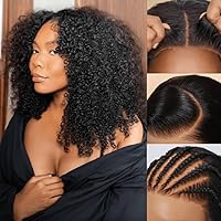 Beauty Forever Bye Bye Knots Wear and Go Kinky Curly Wigs Precut Lace Clousre Wig 6X4.5inch Human Hair Glueless Wig Beginner Wigs 150% Density Natural Color 18 Inch