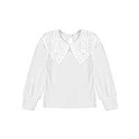 iiniim Baby Kids Long Sleeve Lace Doll Collar Blouse Solid Color T-Shirts Tops