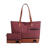 Canvas Women Tote Bag Large Capacity Shoulder Bag Ladies Shopping Handbag (Color : Brown Sugar, Size : 40x14x32cm)