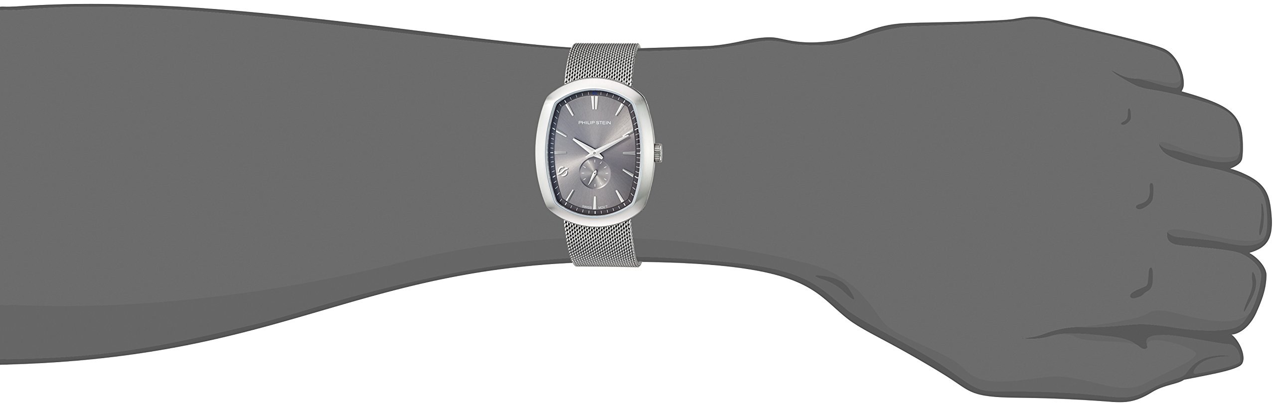 Philip Stein Men's Modern Stainless Steel Swiss-Quartz Watch with Stainless-Steel Strap, Silver, 22 (Model: 72-CPLT-MSS)