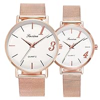 A Pair of Waterproof Quartz Watches for Men and Women for Lovers Watches Valentine's Gift Simple Waterproof Stainless Steel Material, Fashionable, Light and Luxurious, Full of Texture
