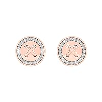 Sterling Silver 1/6 ct TDW Diamond Cross Button Stud Earrings Love Gift for Women (I-J, I2)